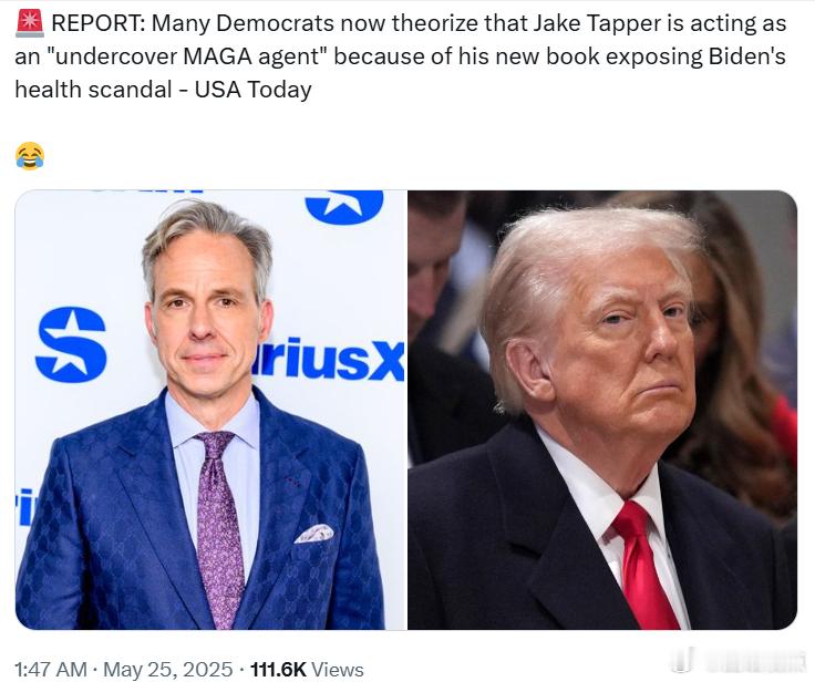 [笑cry]许多民左党人现在认为，CNN的杰克·塔珀可能是“卧底MAGA的特工”