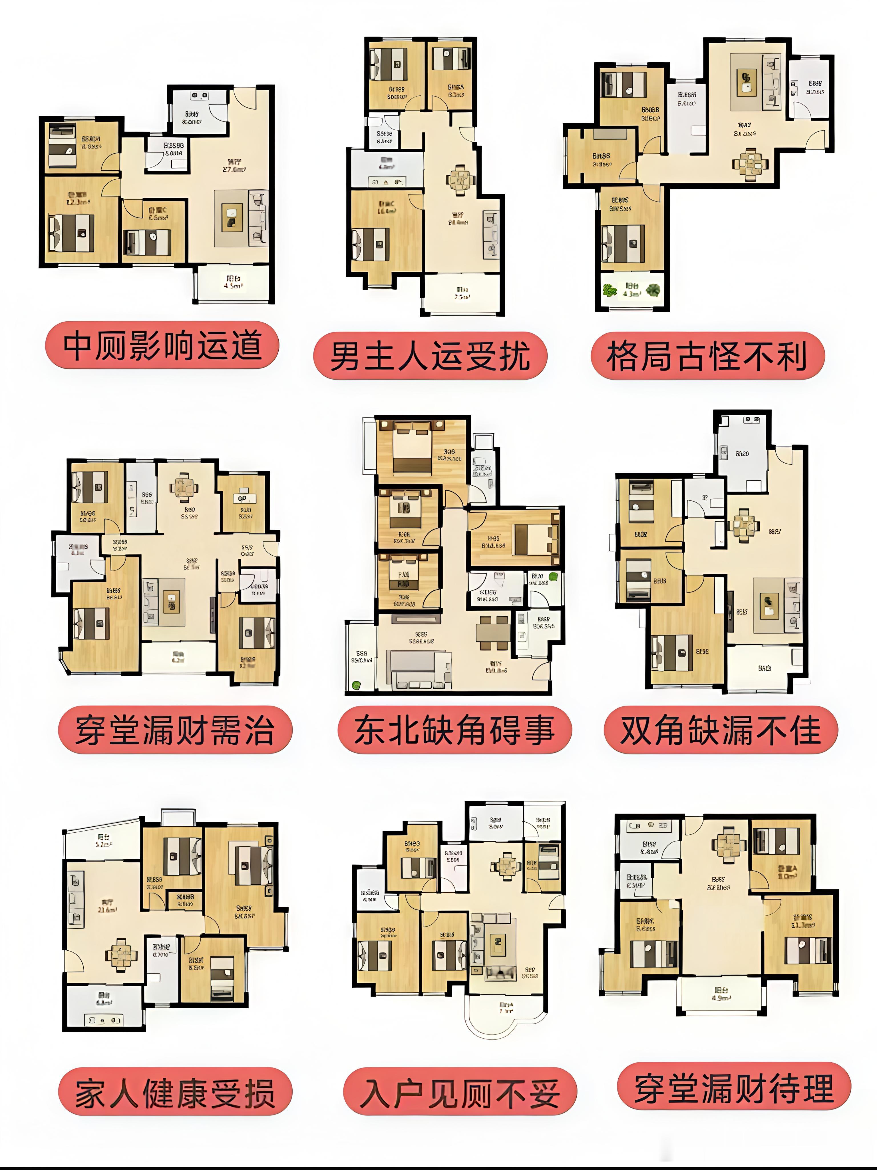 🏠 各方位缺角风水🌊 缺西北角（乾位）西北为乾，主男主人事业与长辈运。缺角易