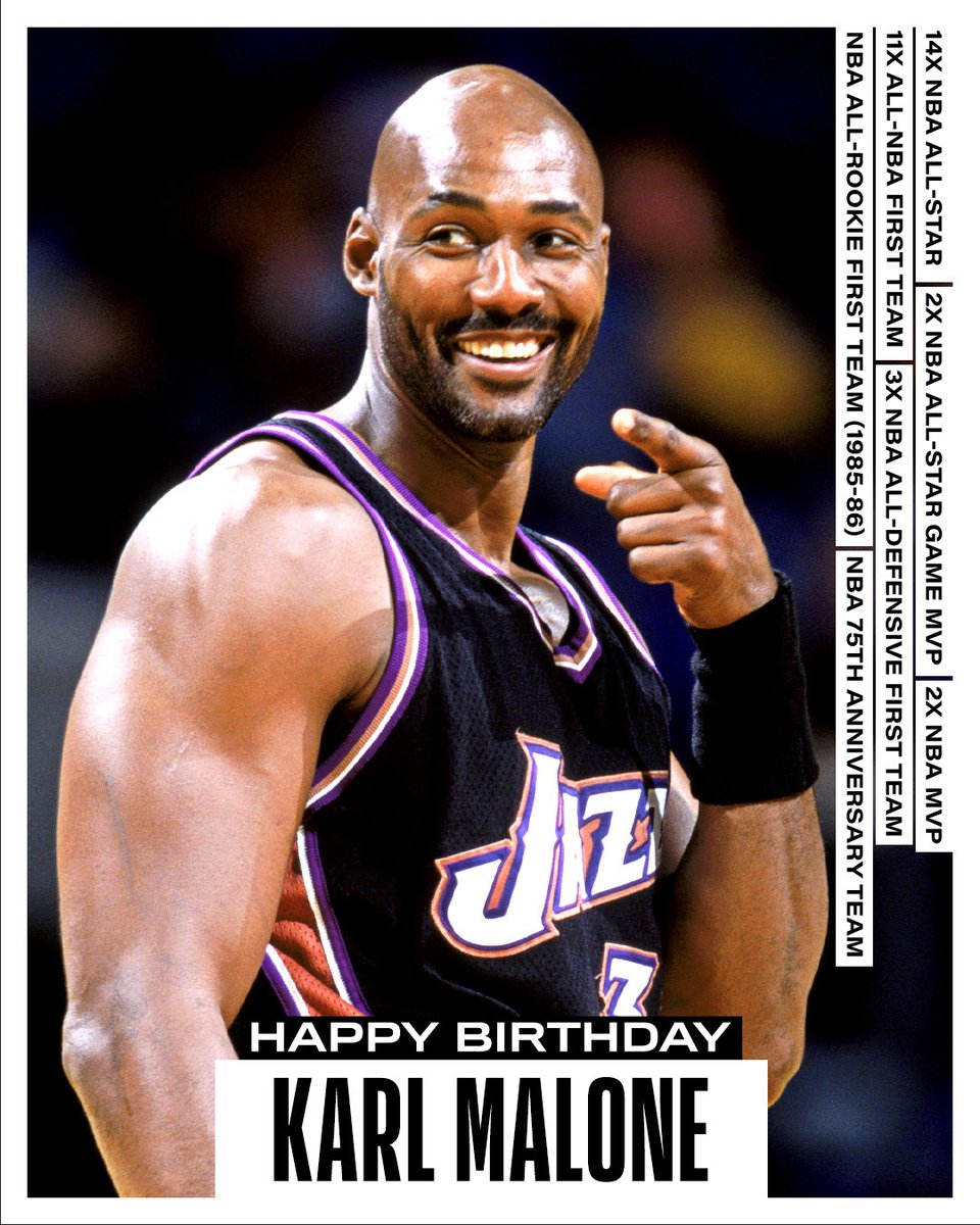 NBA官方：祝2届MVP和75大成员卡尔-马龙63岁生日快乐