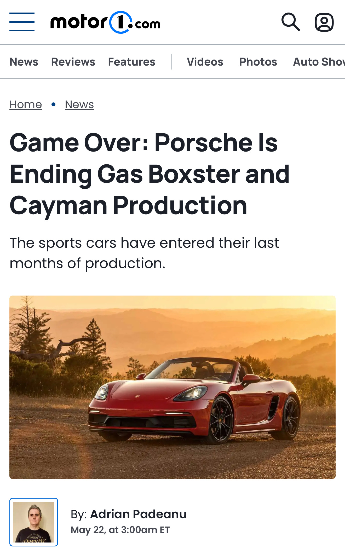 根据保时捷北美公关主管的说法，Boxster和Cayman将于今年十月停产[苦涩