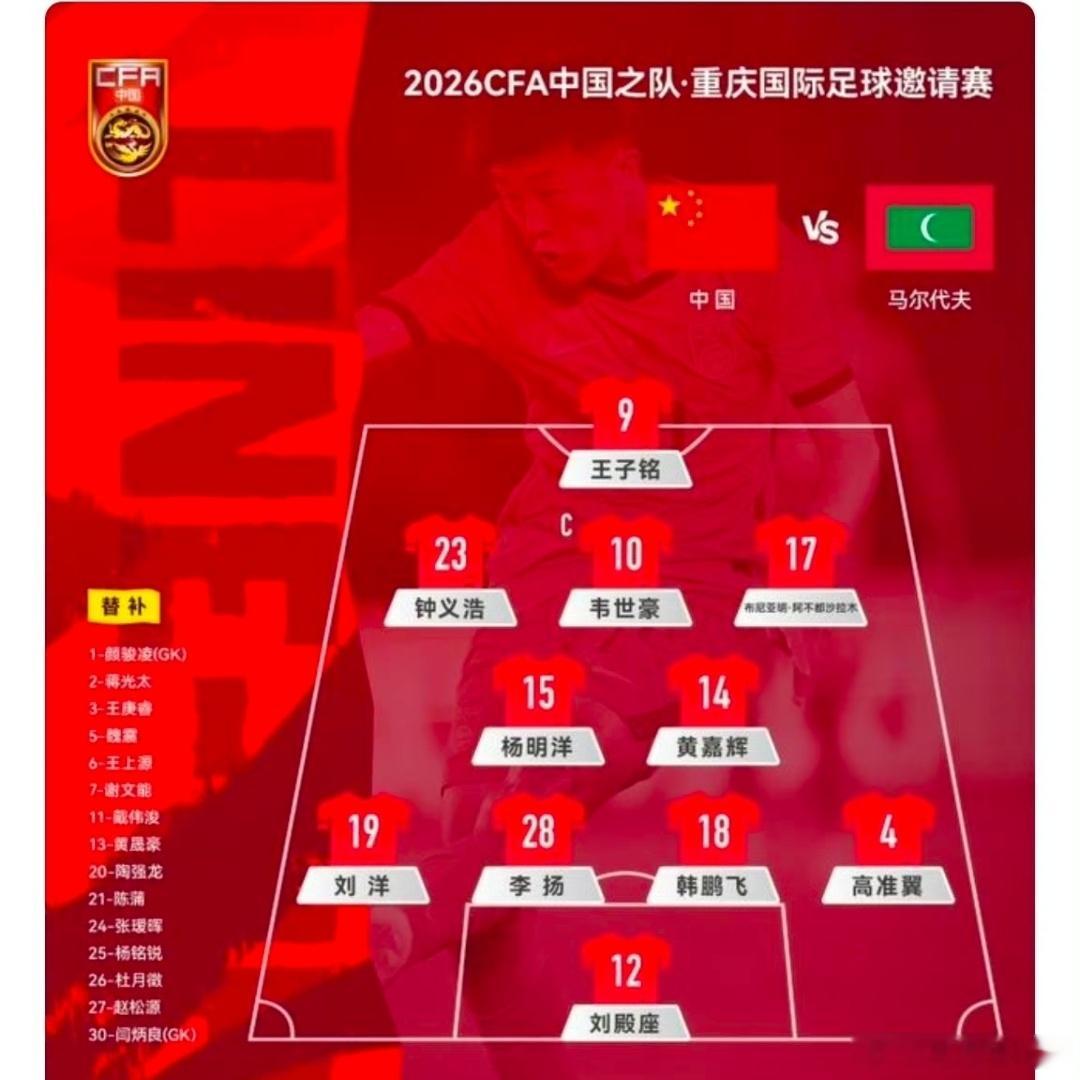 年龄差距一目了然！国足首发29.5岁，马尔代夫首发26.9岁北京时间9月24日1