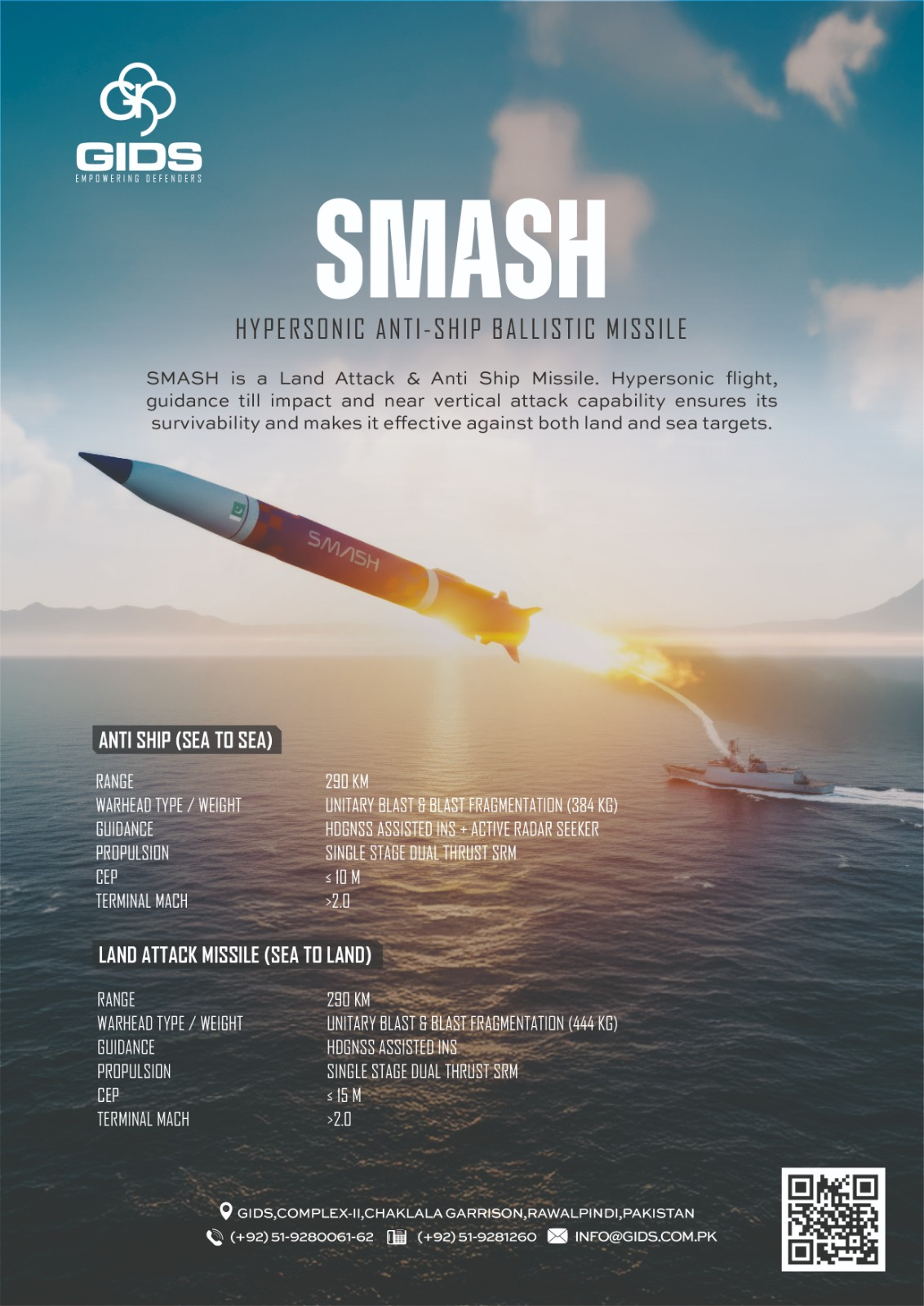 烽火问鼎计划  巴基斯坦SMASH超音速反舰/陆攻弹道导弹SMASH（全称为 S