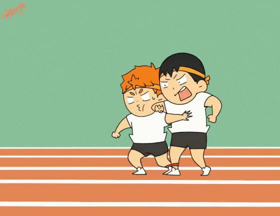 #排球少年# 两人三足项目好怀念[哈哈]很体现每个人的性格[笑而不语]©️もみあ