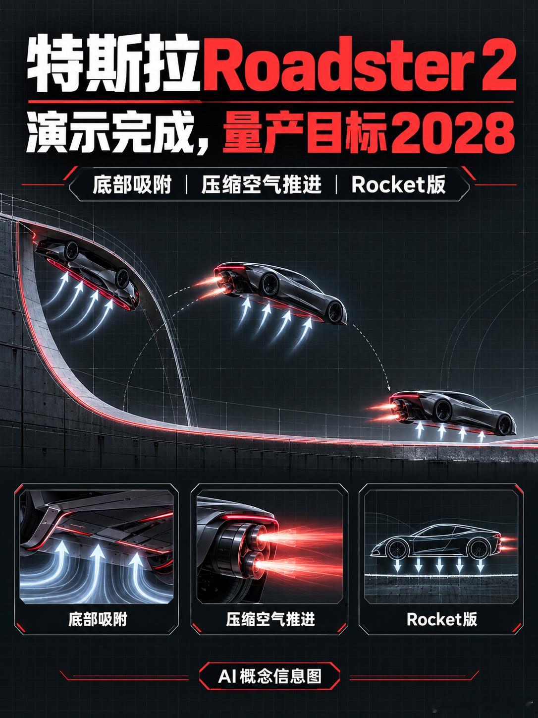 特斯拉Roadster2Roadster 2发布会最抓眼的画面，是车真的离开了地