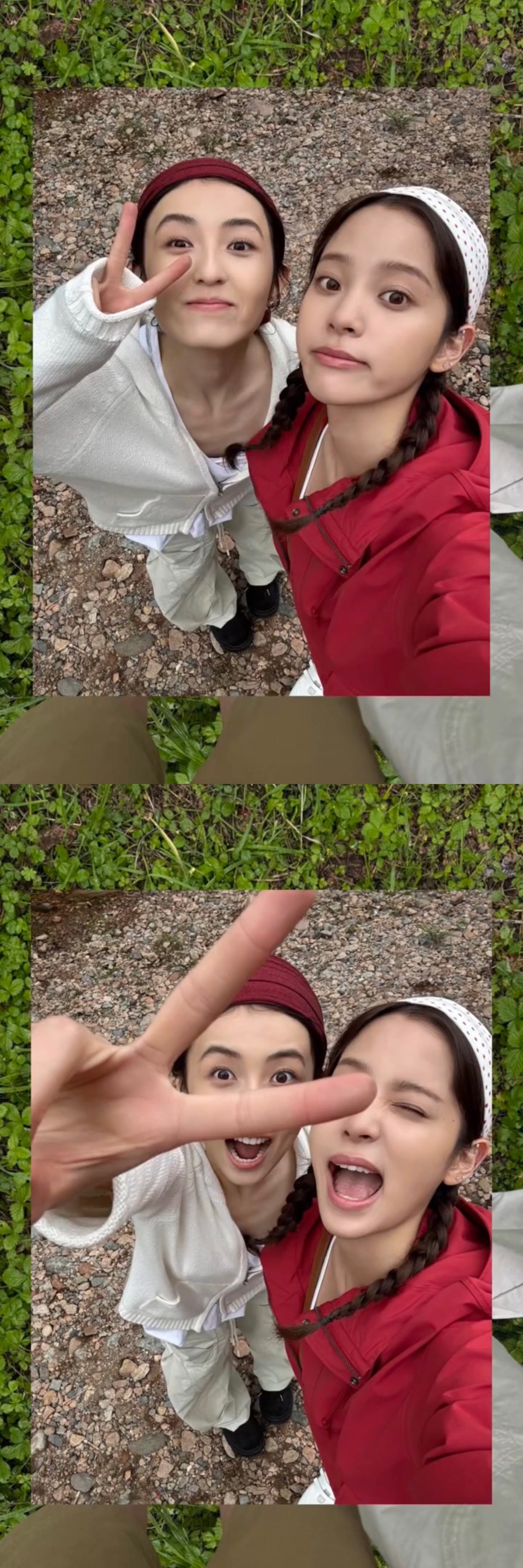 完全闺蜜旅行出片模板，太美好了娜天的枫欧阳娜娜张子枫互拍欧阳娜娜张子枫闺蜜旅行出