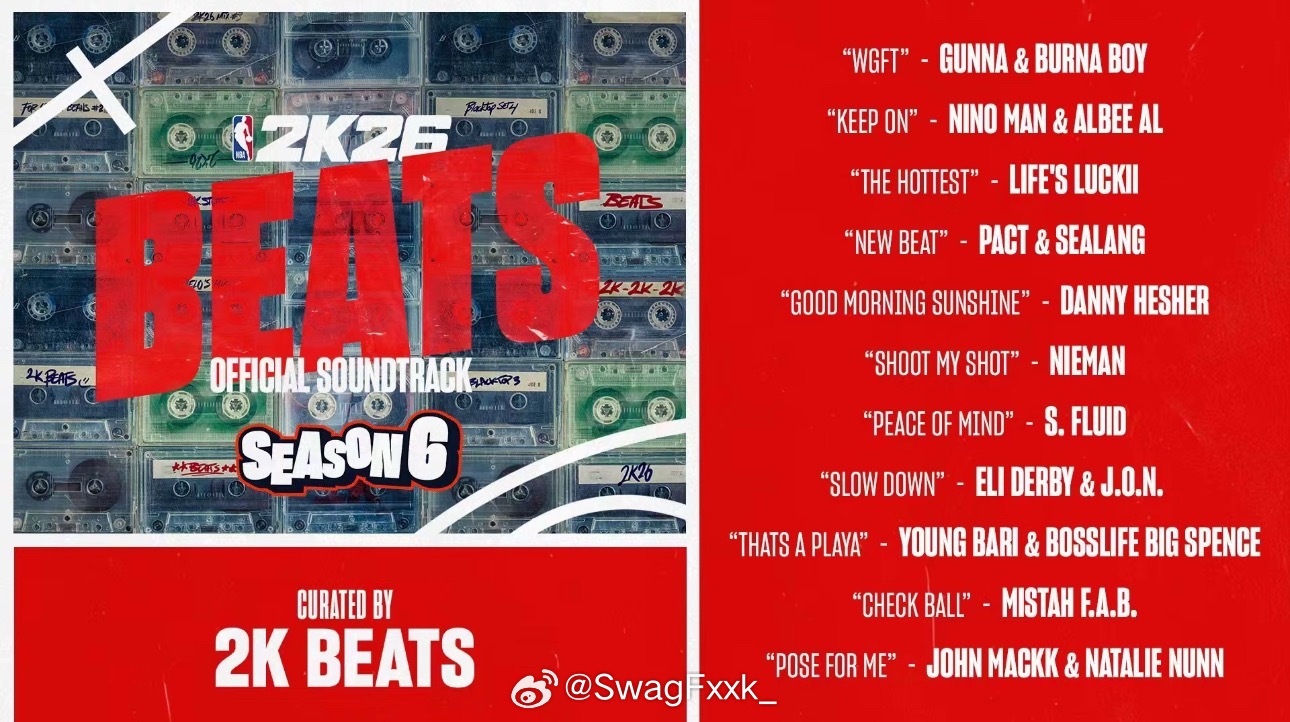 派克特晒出自己登上NBA 2K26歌单🔥派克特