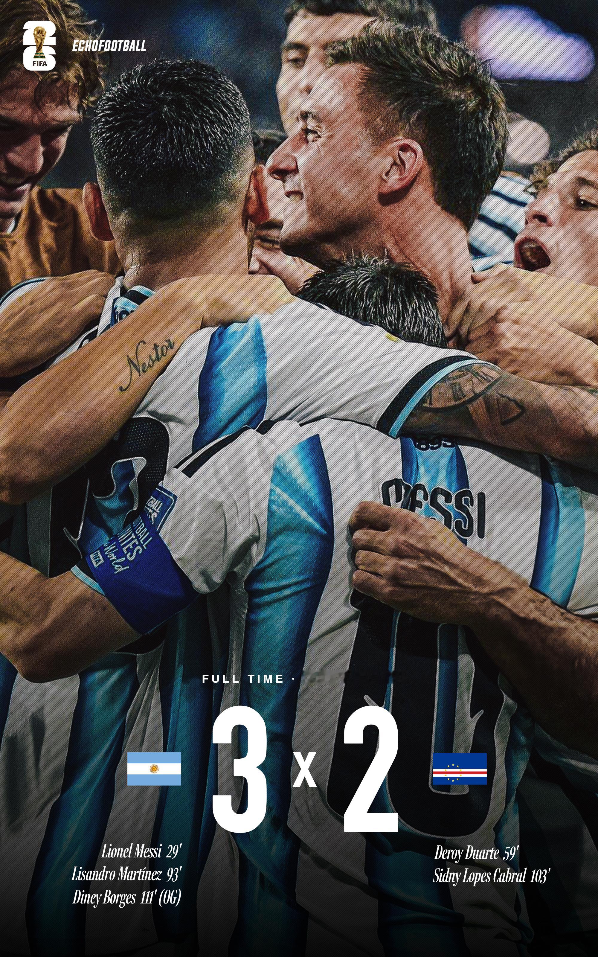 史诗。🇦🇷🇨🇻世界杯阿根廷3比2佛得角