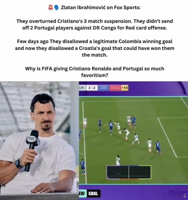 莱万质疑FIFA偏袒C罗葡萄牙【莱万转发疑似伊布言论：为什么国际足联如此偏袒C罗
