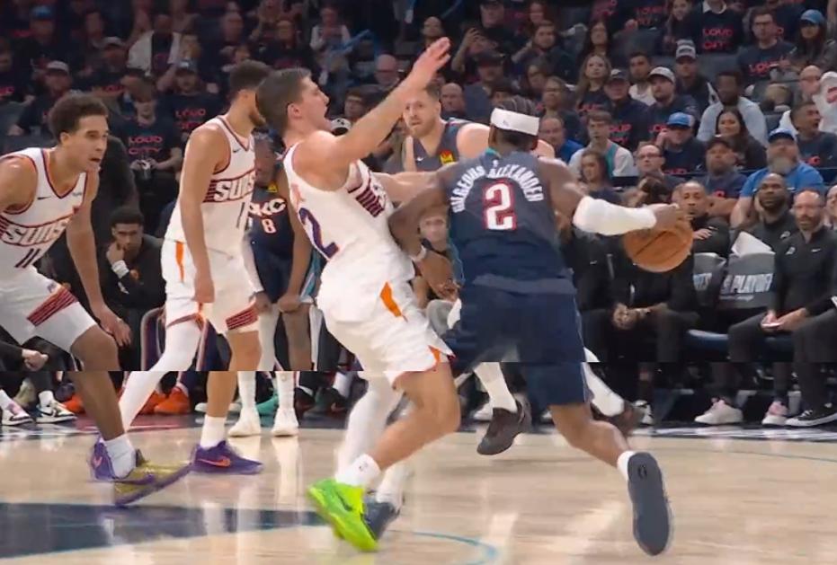 真正的防守悍将，能将全身都训练成造犯规武器，当然也包括脸。雷霆和太阳的G2回合上