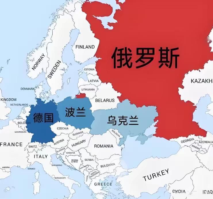 波兰为什么害怕？因为一旦乌克兰全境被占领后，接下来可能就是波兰了，看地图就知道了