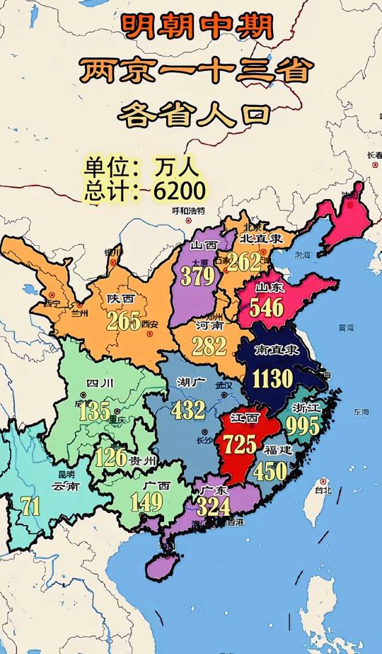大明两京一十三省各省人口