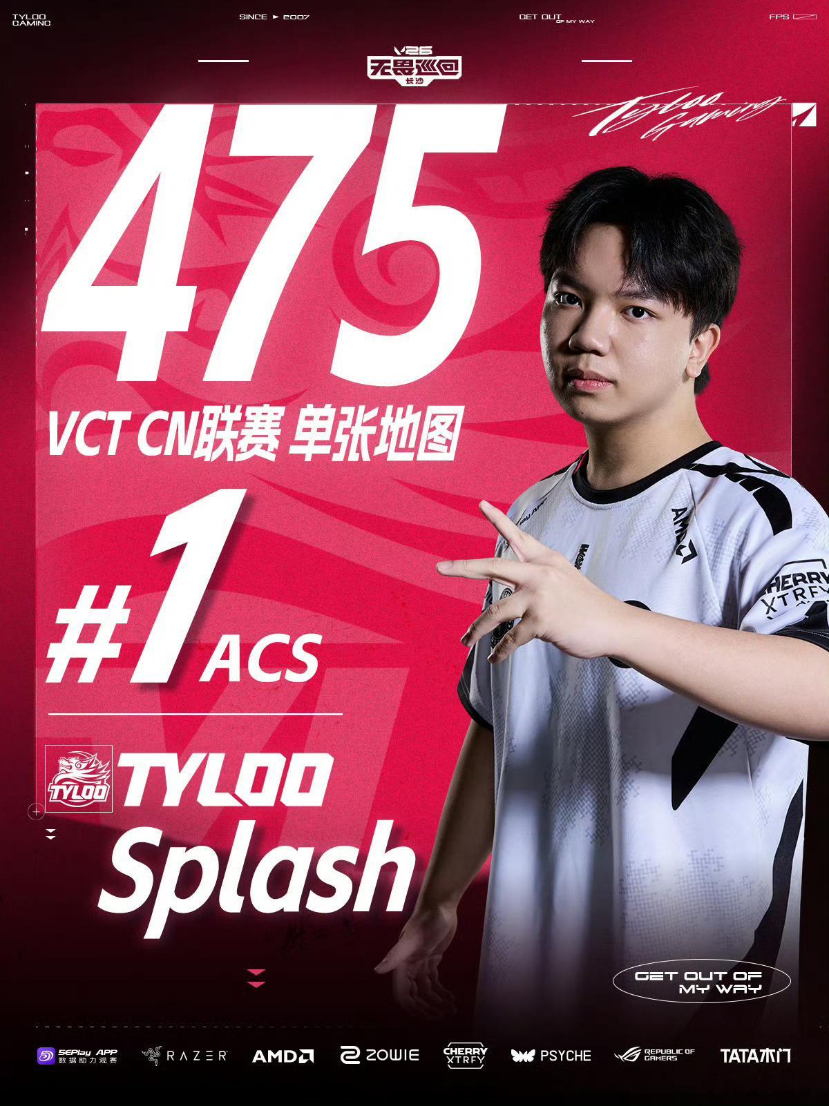 恭喜TYL Splash达成VCT CN联赛历史单图ACS最高纪录！2026vc