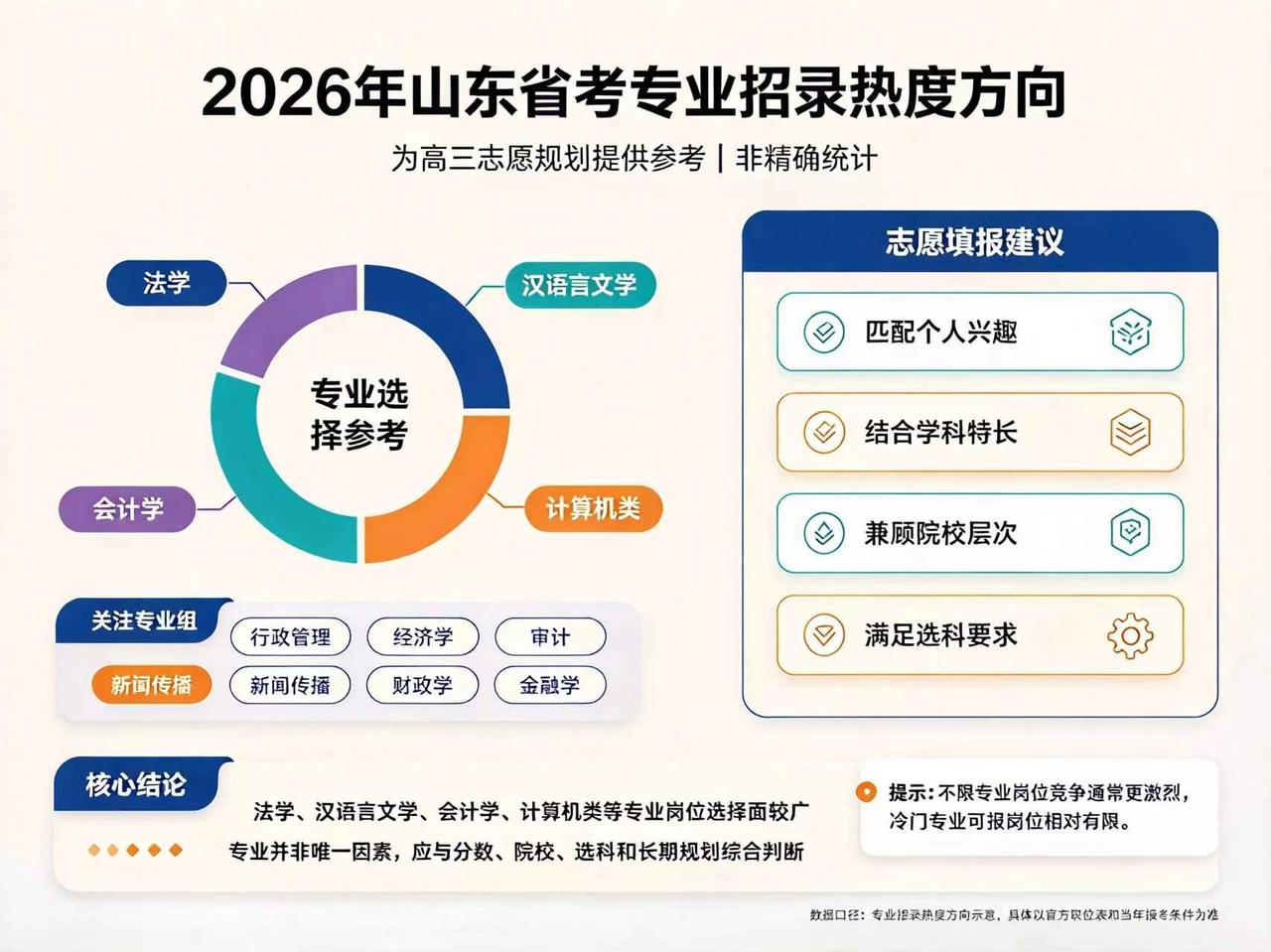 结合 2026 年山东省考岗位专业招录数据，对各专业招录占比开展系统梳 理，为高