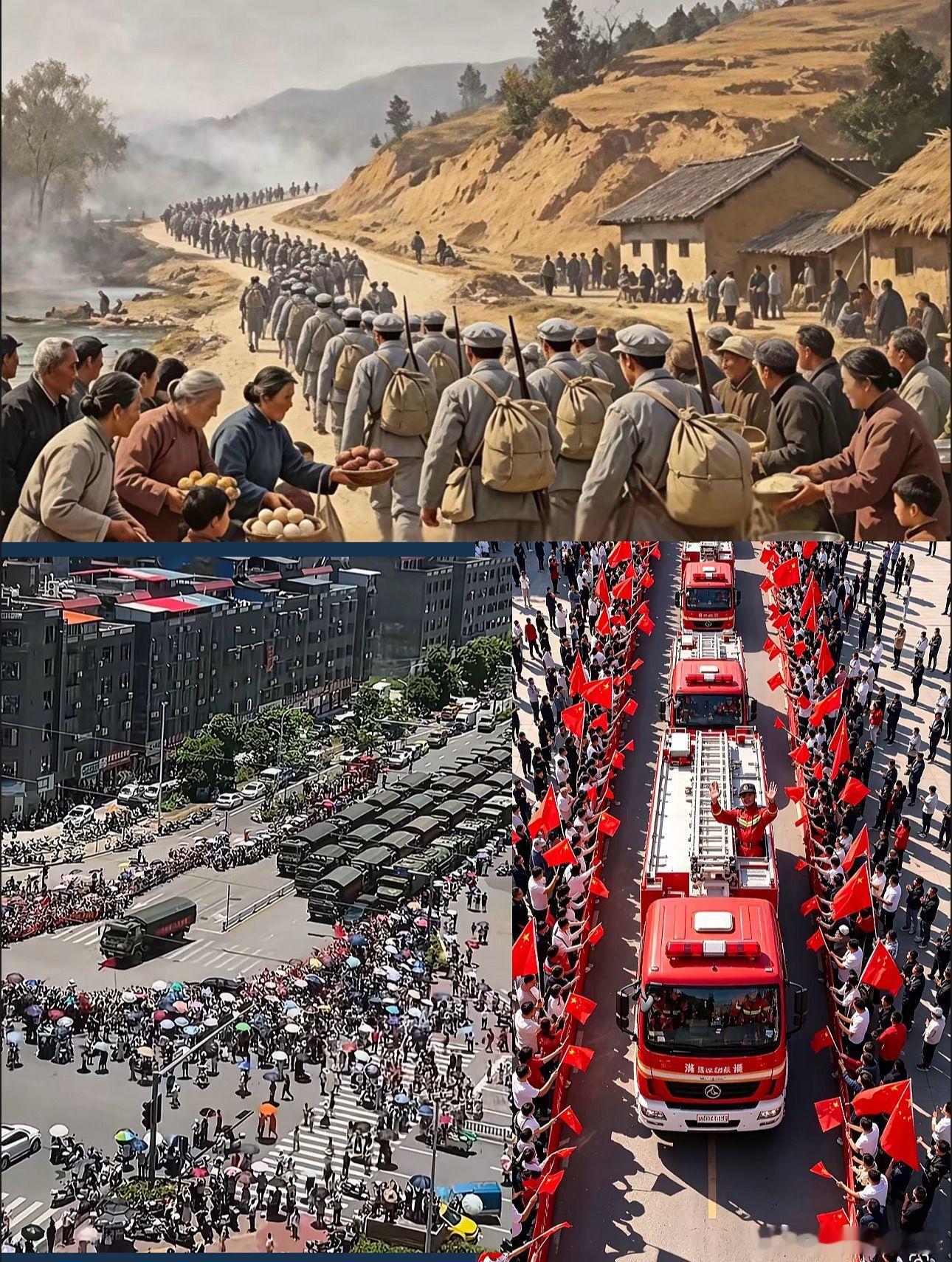 从始至终， 队伍还是那支队伍 ，人民还是那群人民。广西抗洪