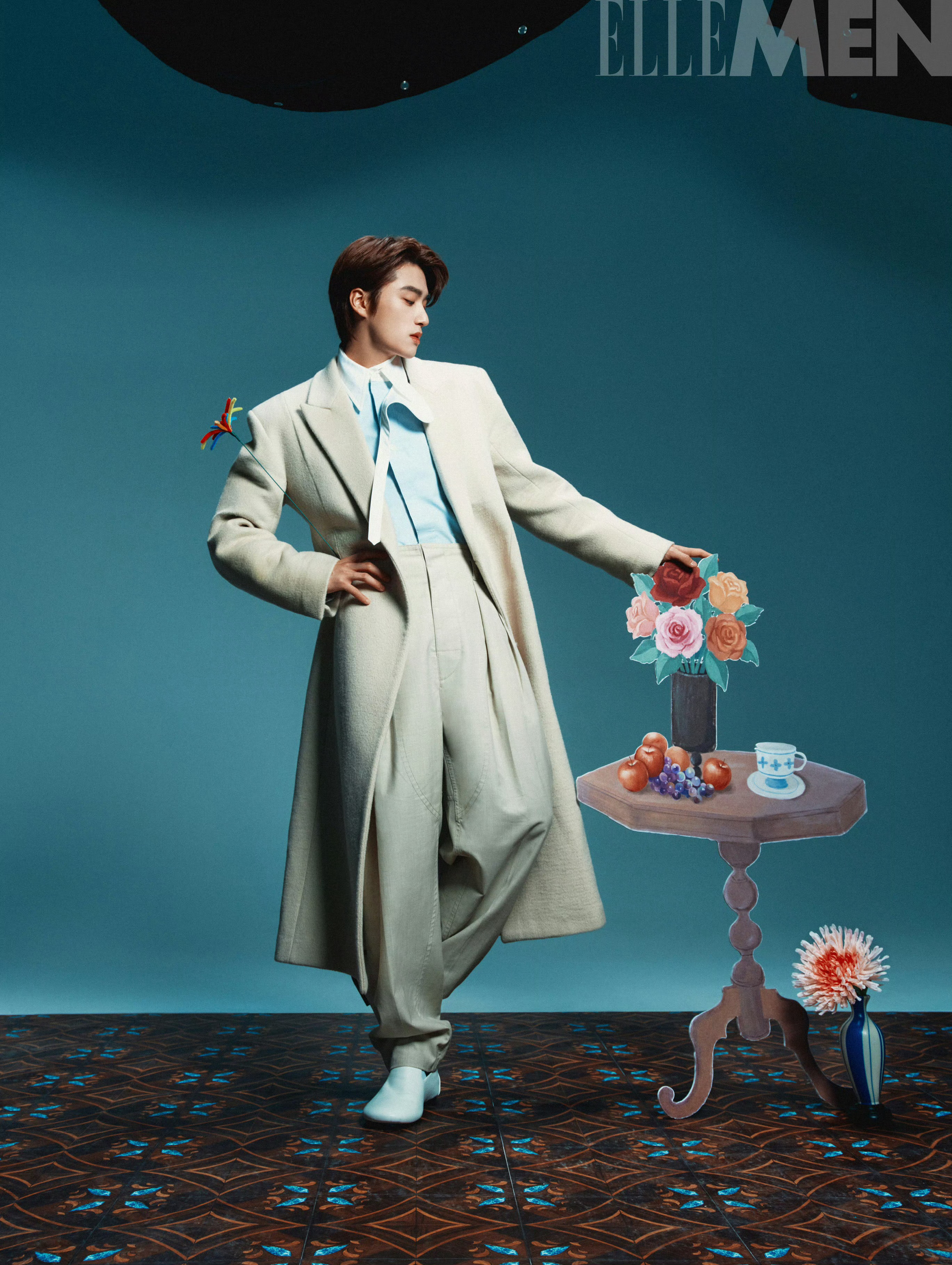 张康乐 ELLE MEN二月刊封面人物，身穿Bottega Veneta 服饰亮