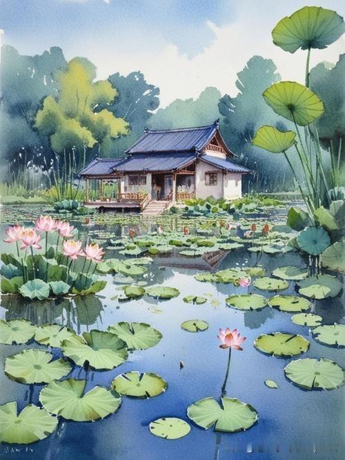 《暮热游荷池上五首》其一
——宋·杨万里
玉砾金沙一径长，
暑中无处可追凉。
独