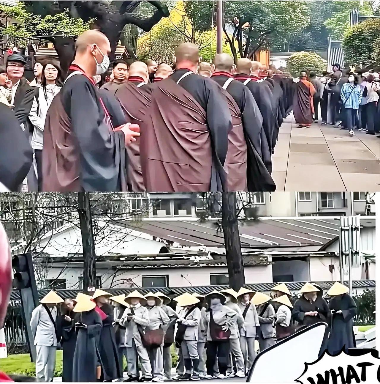 某寺庙解封的画面，直接把打工人的三观震碎了！

大门一开，出来的和尚个个大长腿冷