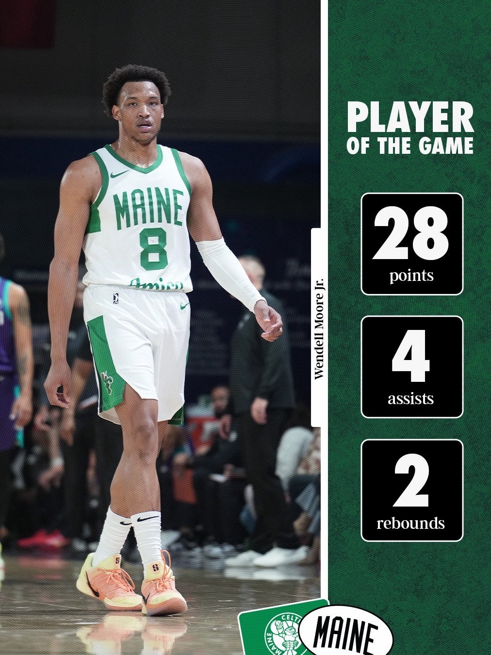 缅因州凯尔特人 Player Of The Game : Wendell Moo