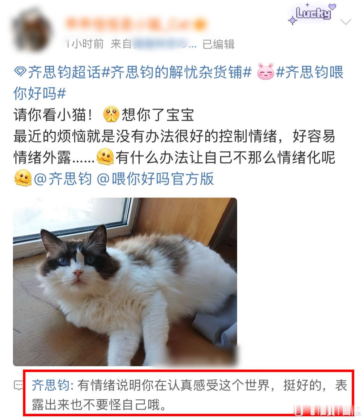 齐思钧好真诚一款互联网学长 看着齐思钧的每一条回复，真的觉得他不仅是一个学长，更