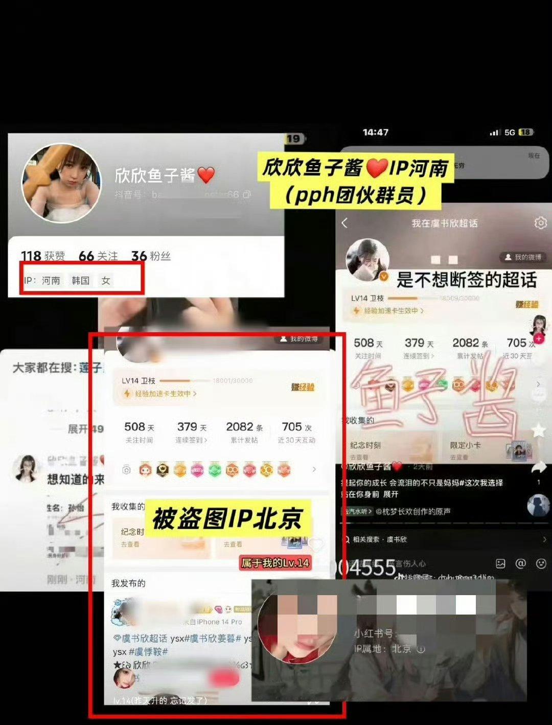 我说下家真的太无聊了图上那个抖音“欣欣鱼子酱❤️”是披皮黑她盗了鱼丝在小🍠发的