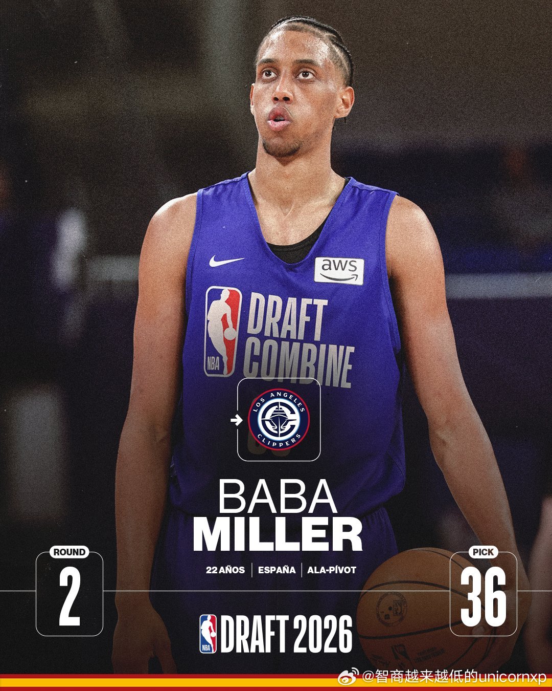Baba Miller来了，今年第三位西班牙球员中选NBA欧洲篮球