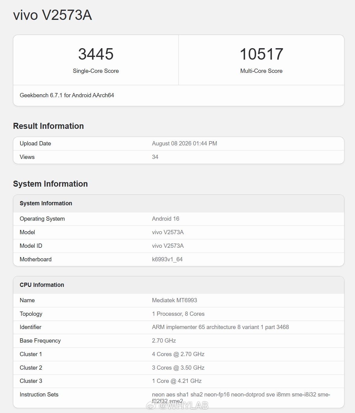 iQOO Neo11 至尊版还有 iQOO Z11S 的 Geekbench 6