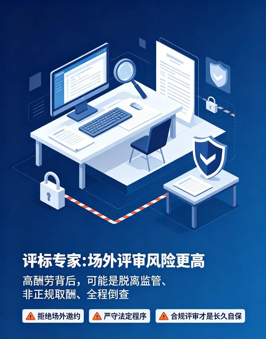 作为资深评标专家，必须客观理性甄别这种“高酬劳场外评审”思维。看似单次收入更高、