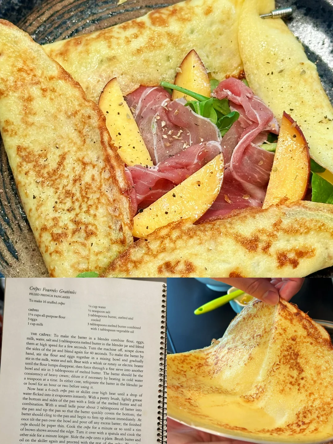 泛黄食谱书扒出的方子📖做美味火腿可丽饼🥞