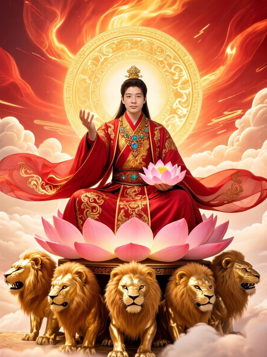 AI玄幻修真金红壁纸