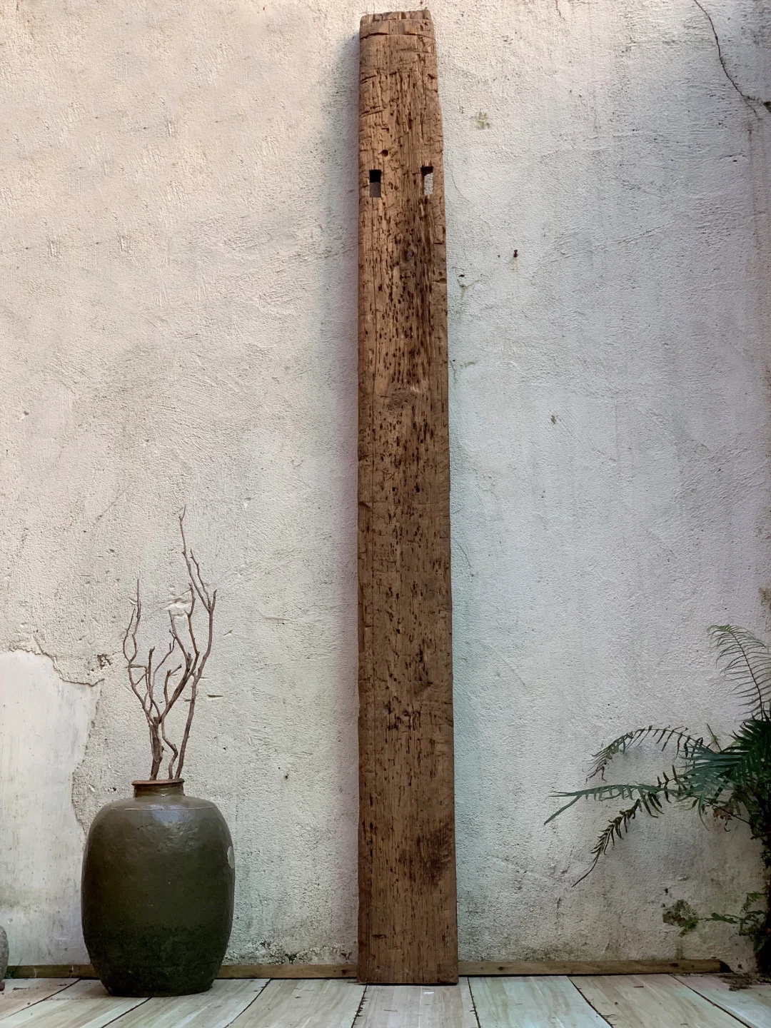 超长风化木，沟壑纹；民宿茶室极简侘寂摆件。