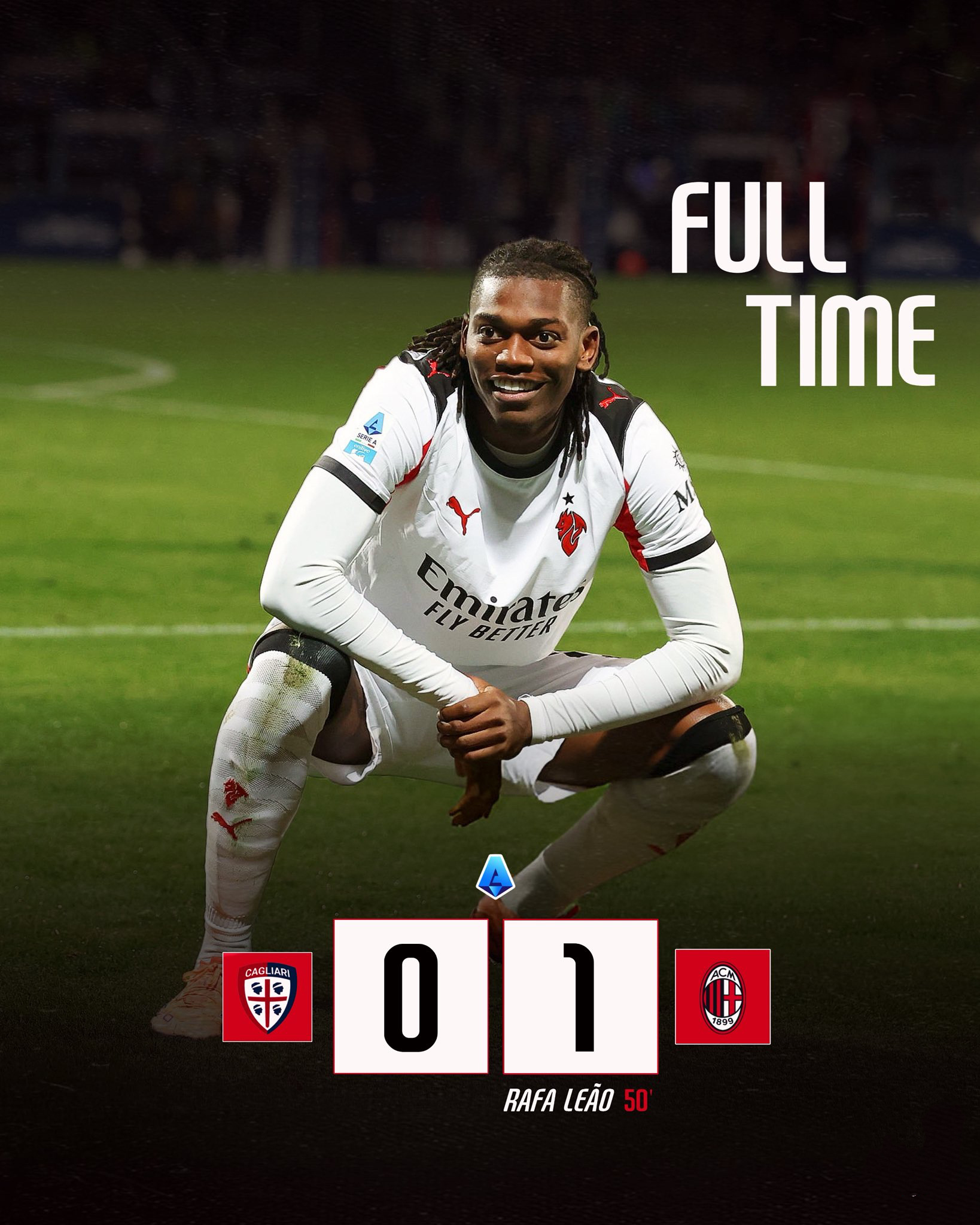 【赛果】 2025-26赛季意甲联赛 第18轮：🔴⚫️ 米兰客场1：0战胜卡利