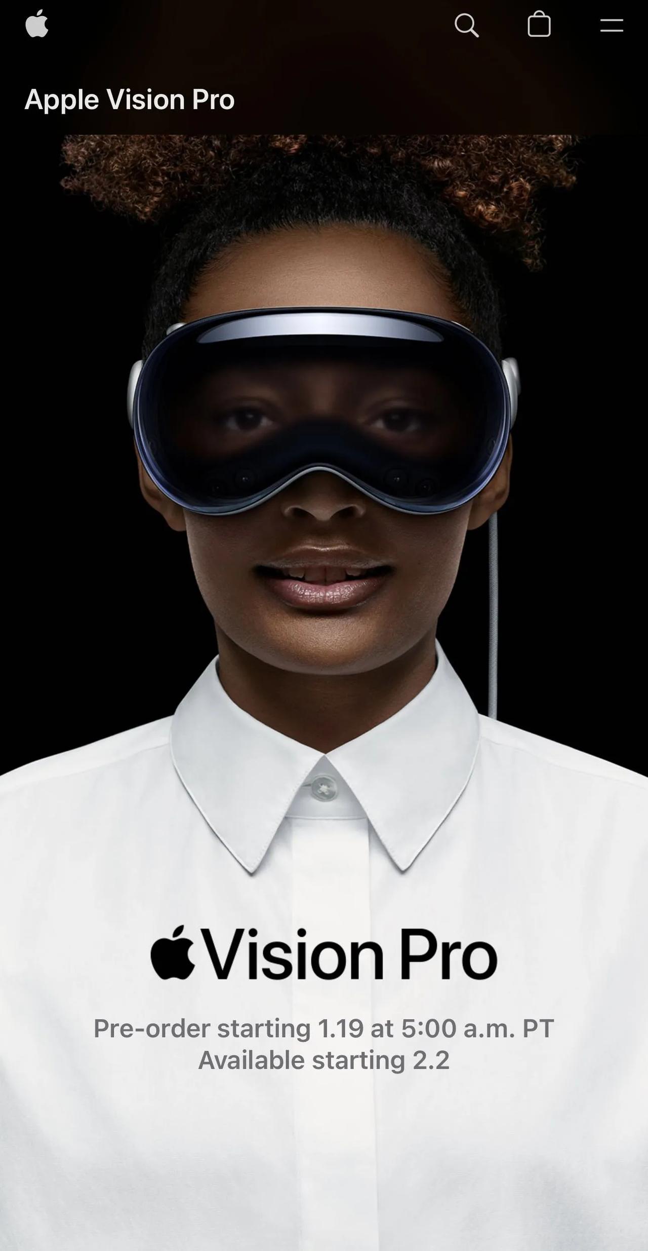 苹果Vision Pro将于2月2日在美国上市，1月19日开始预售