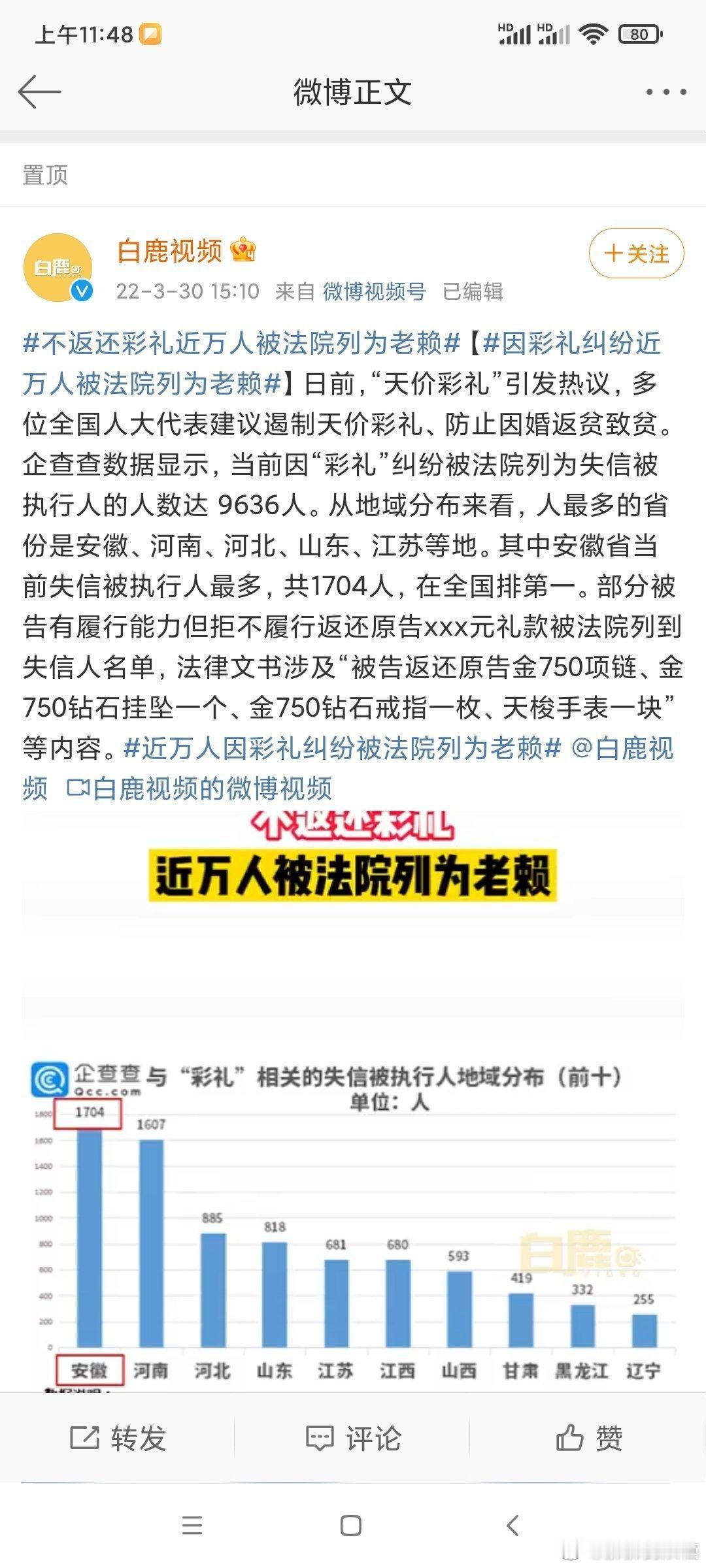 女子拒还彩礼账户被冻结纳入失信冷知识：已经有上万个她因此纳入了，这还是至少4年前