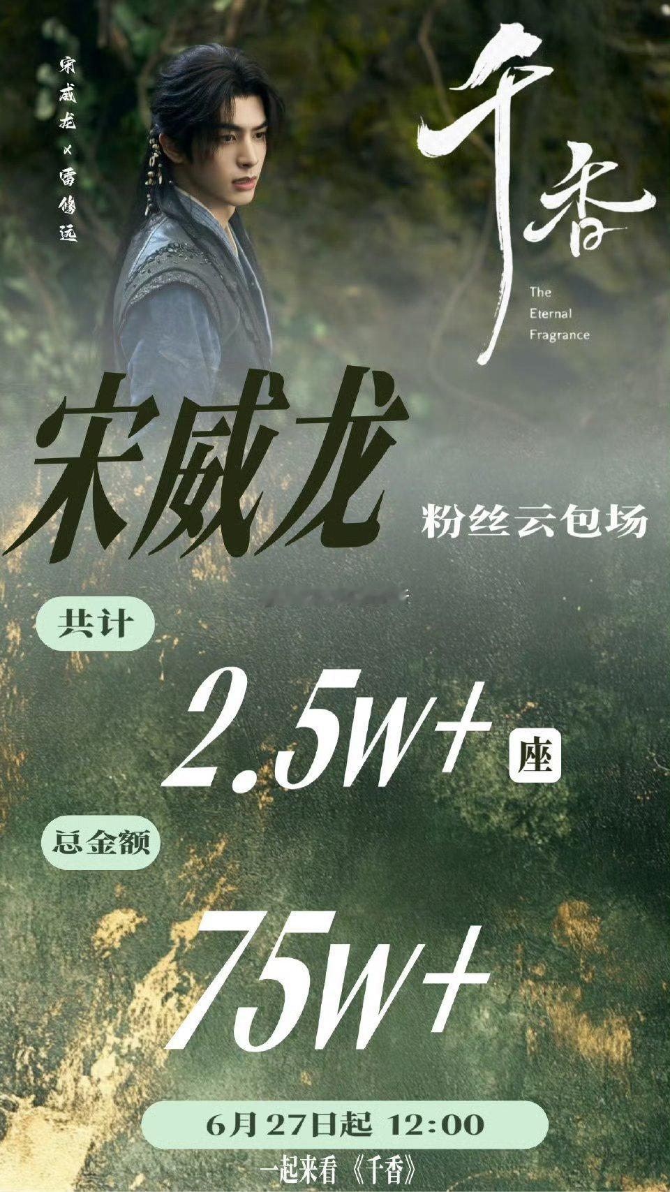 宋威龙连播两部剧，粉丝云包场都很给力 ，还都是在很极限的情况下 