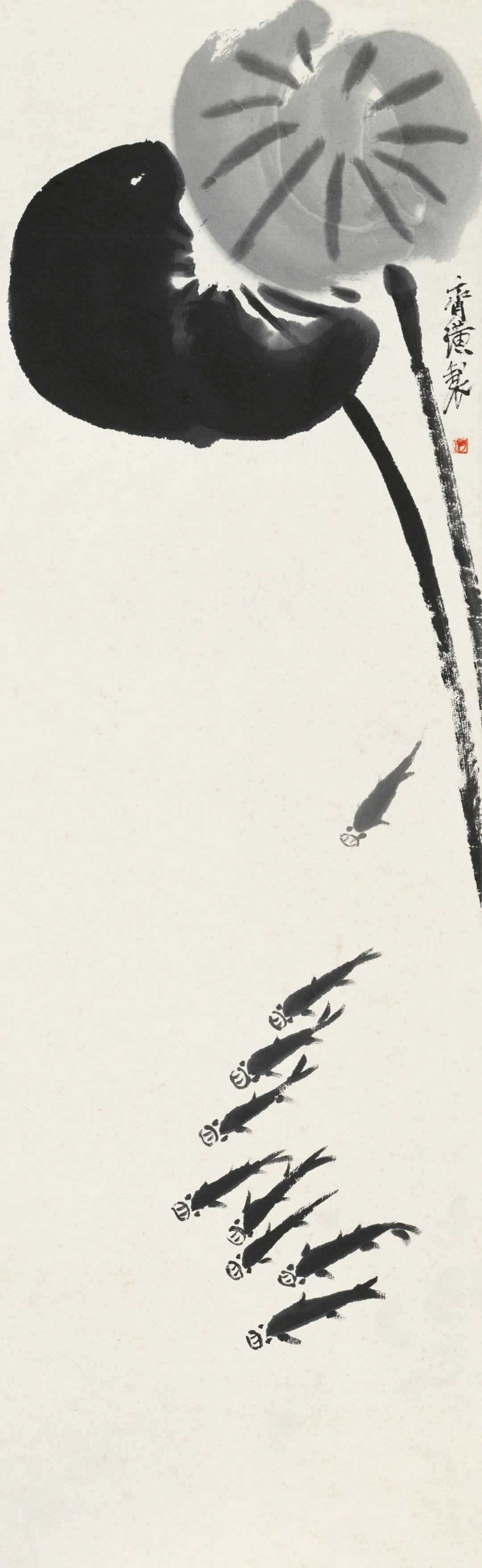 集卡领红包这幅水墨画清新自然，有春天的勃勃生机