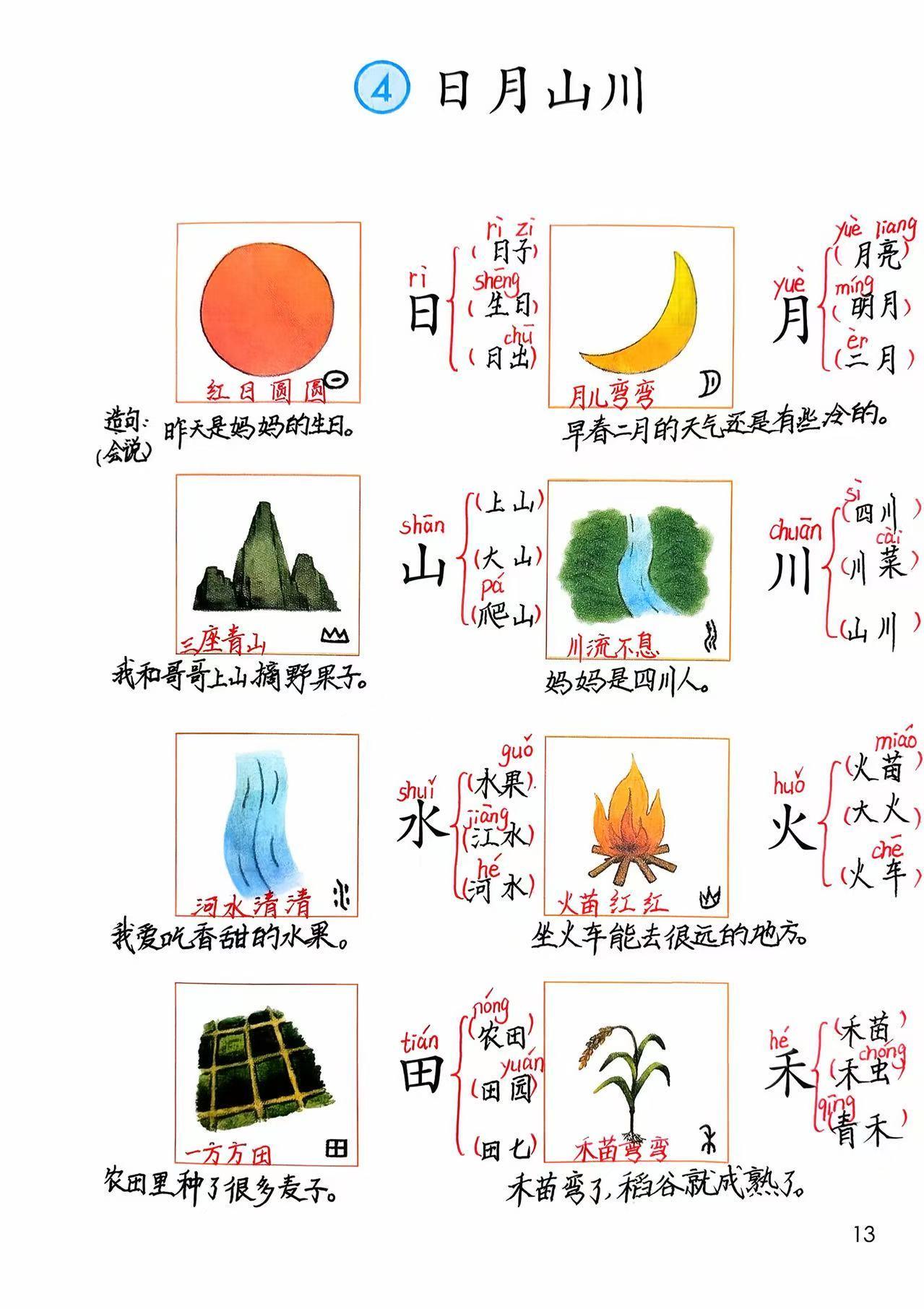 一上语文：识字第4课《日月山川》课堂课堂
