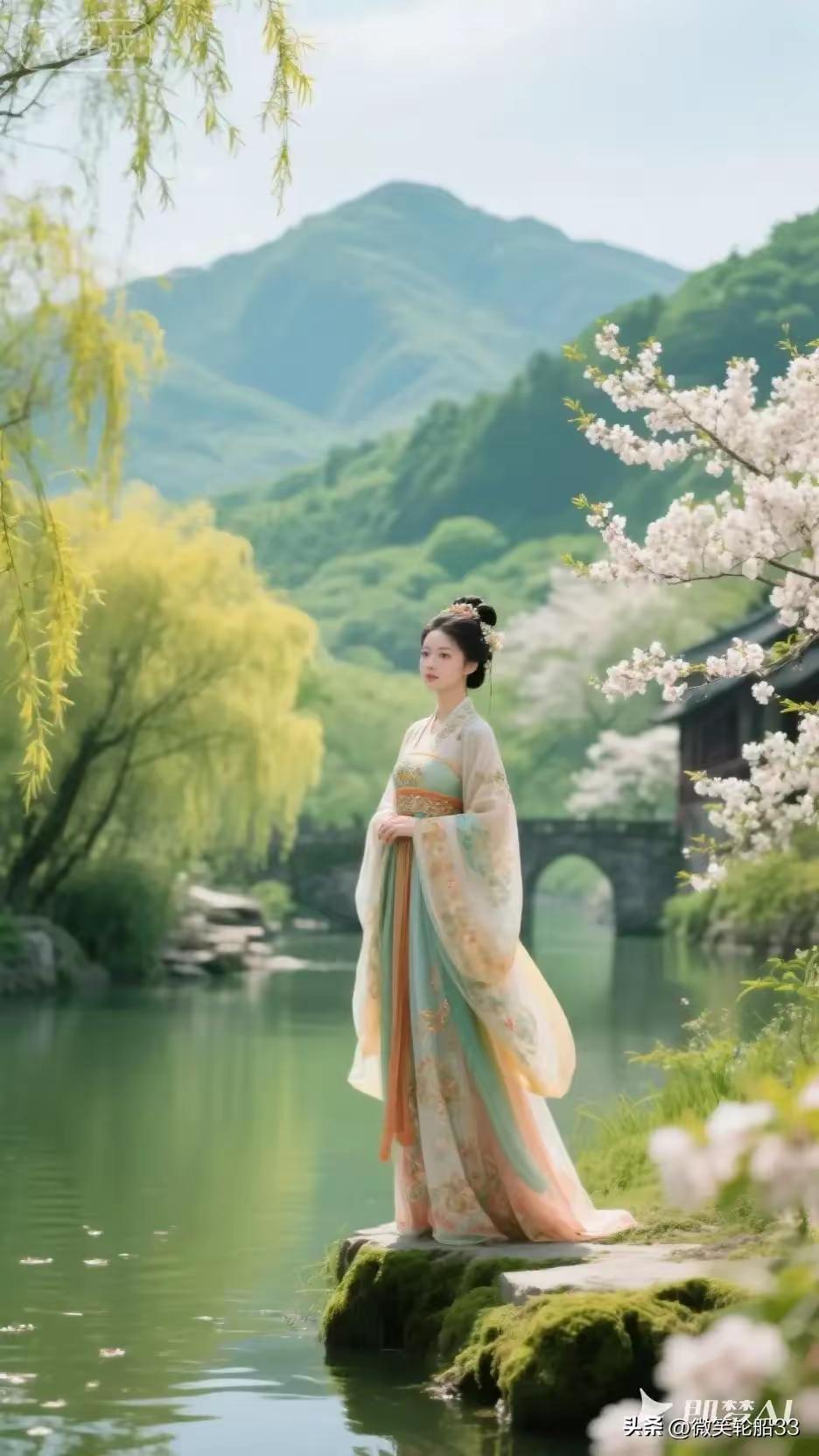 天净沙.行吟
青山绿水如画，
舒心宽怀无挂，
快乐天天潇洒。
春光踏遍，
览尽景