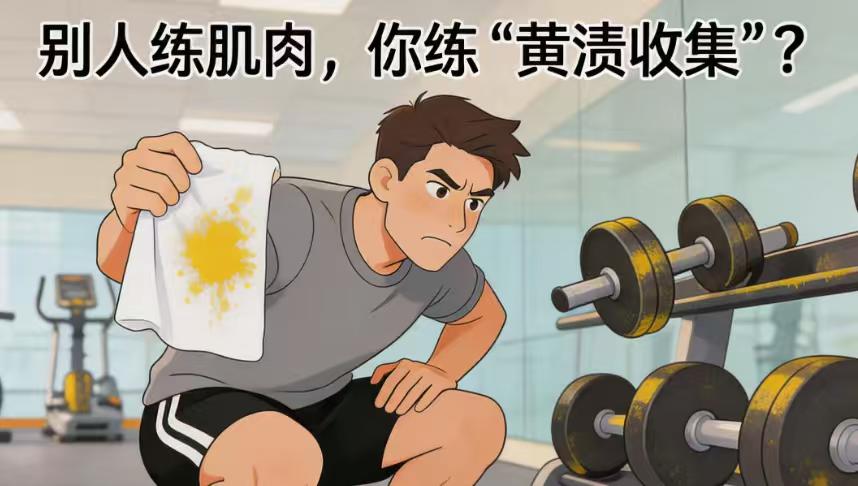 男子健身前随手一擦，湿巾瞬间变黄！医生紧急提醒：这比没练更可怕
去健身房撸铁，本