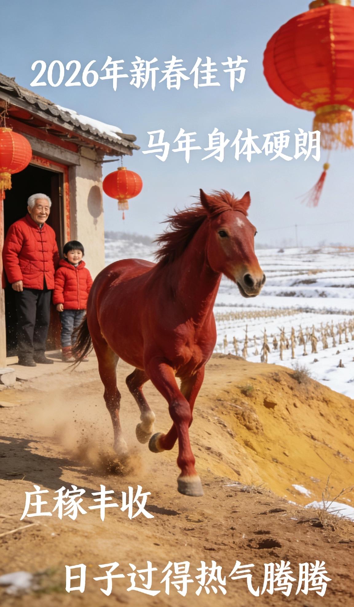 马年有哪些祝福话 黄土坡上马蹄声脆，新春佳节喜气盈门。祝咱家乡的亲人，马年身体硬