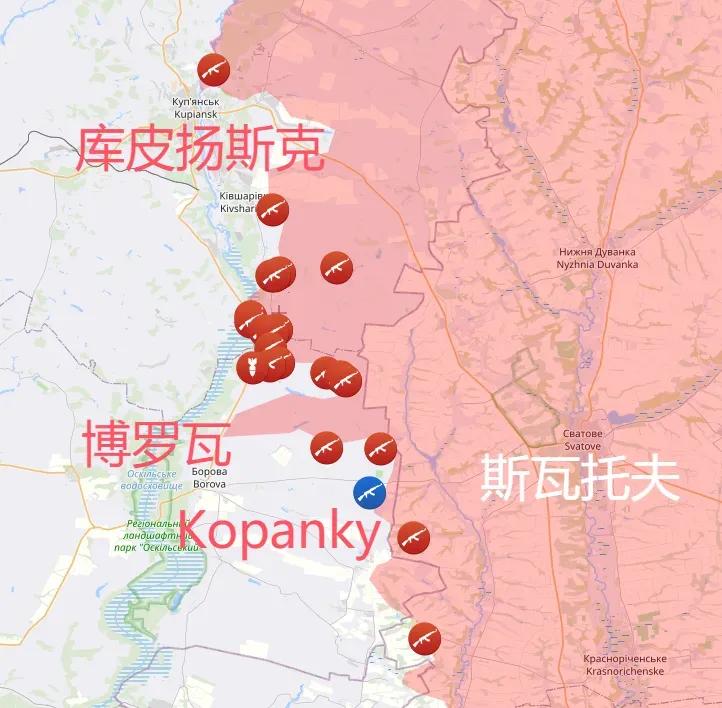 那是位于博罗瓦和斯瓦托夫之间的一个村庄，说明库皮扬斯克-博罗瓦-斯瓦托夫一线的争