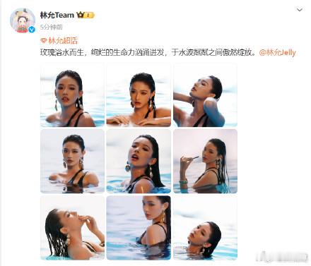 林允玫瑰美人浴水而生林允于水波粼粼之间傲然绽放 ​​​玫瑰浴水而生，绚烂的生命力