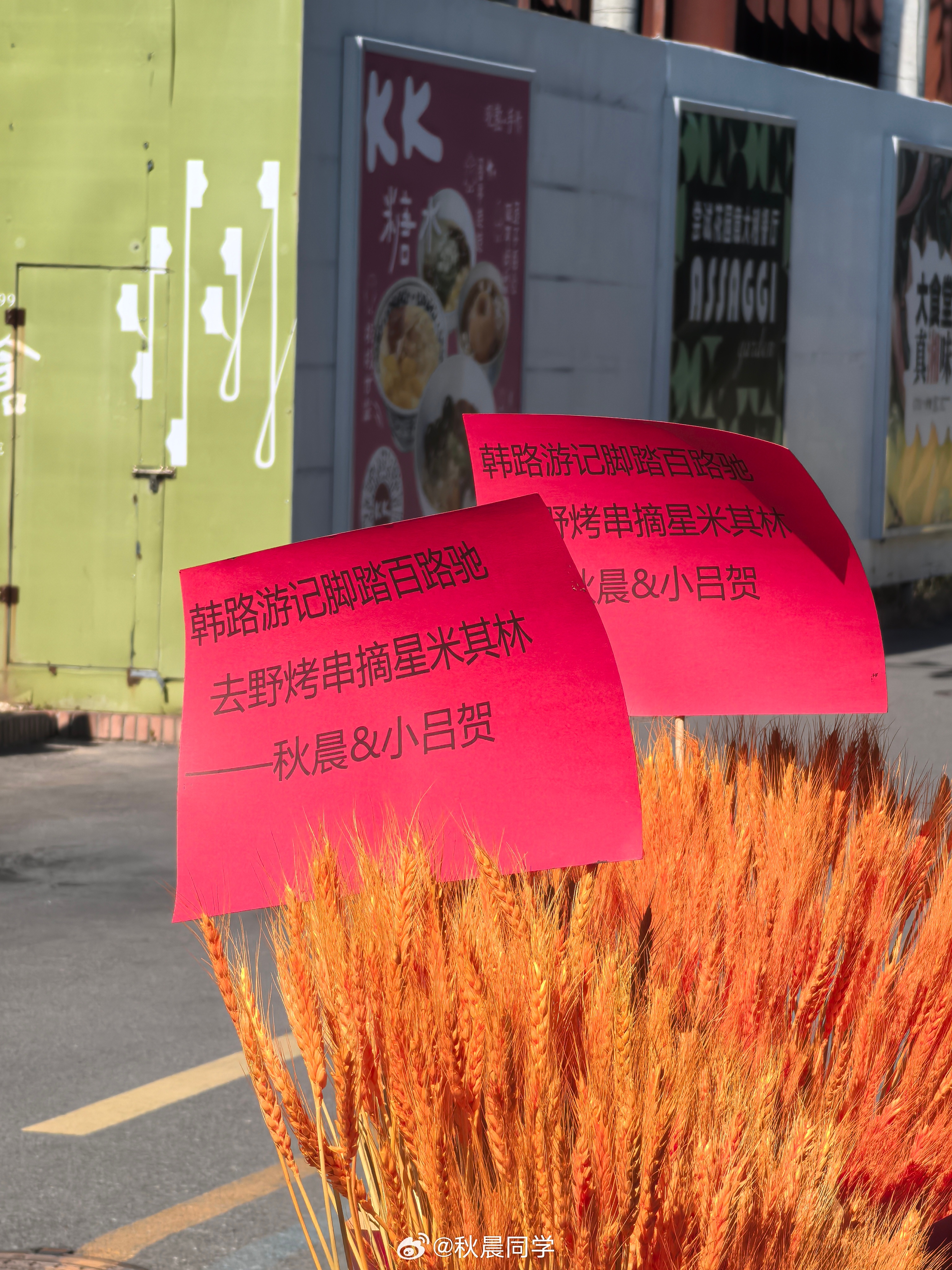 韩哥的去野烤串今天试营业，我们先送两个花篮预祝一波 过两天去店里打卡祝去野烤串早