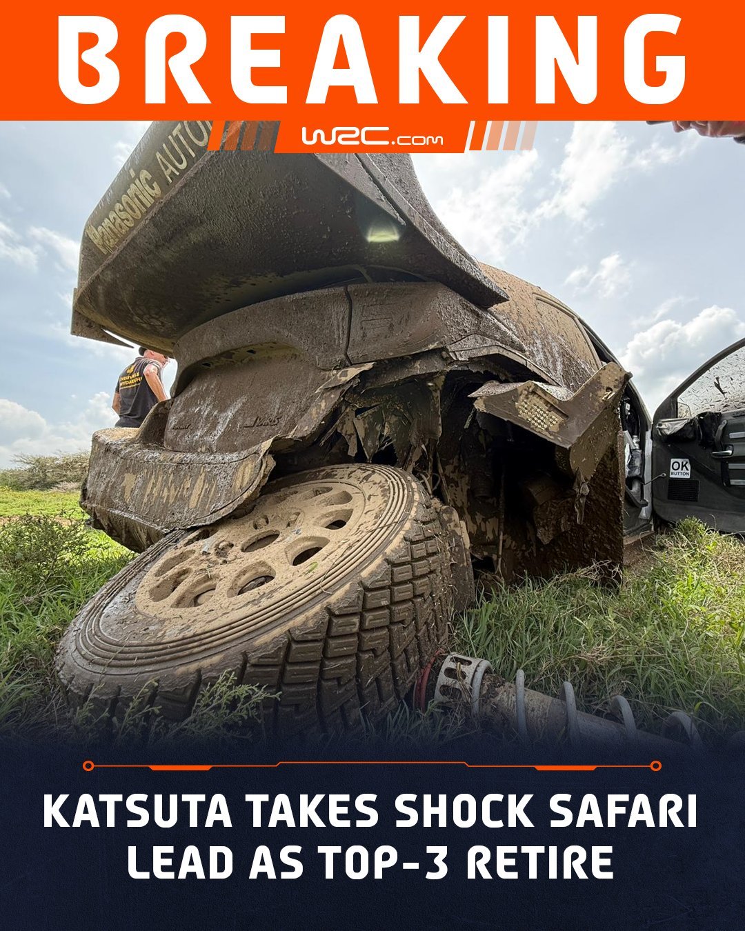 WRC东非拉力赛，周六上午跑完前三名退赛，前两天不太顺的胜田贵元就这么被推到了领