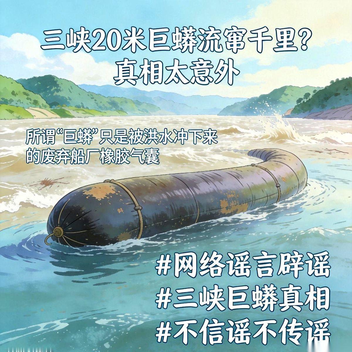 这两天，一段“三峡20米巨蟒顺流直下，狂飙上千公里在安徽落网”的网传视频，估计把