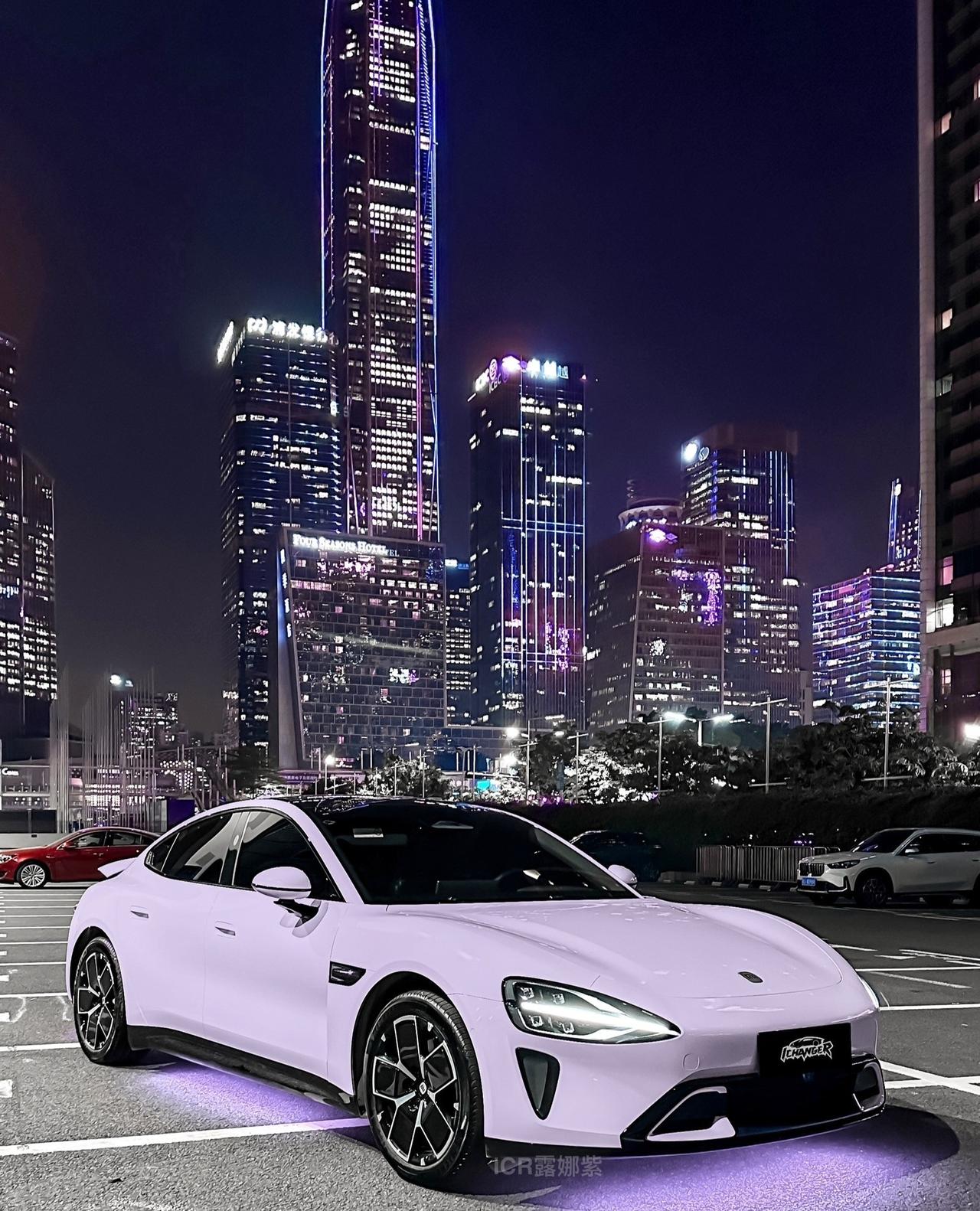 小米SU7改色香芋紫，温柔感简直溢出屏幕！小米SU7换上香芋色改色膜，瞬间褪去了