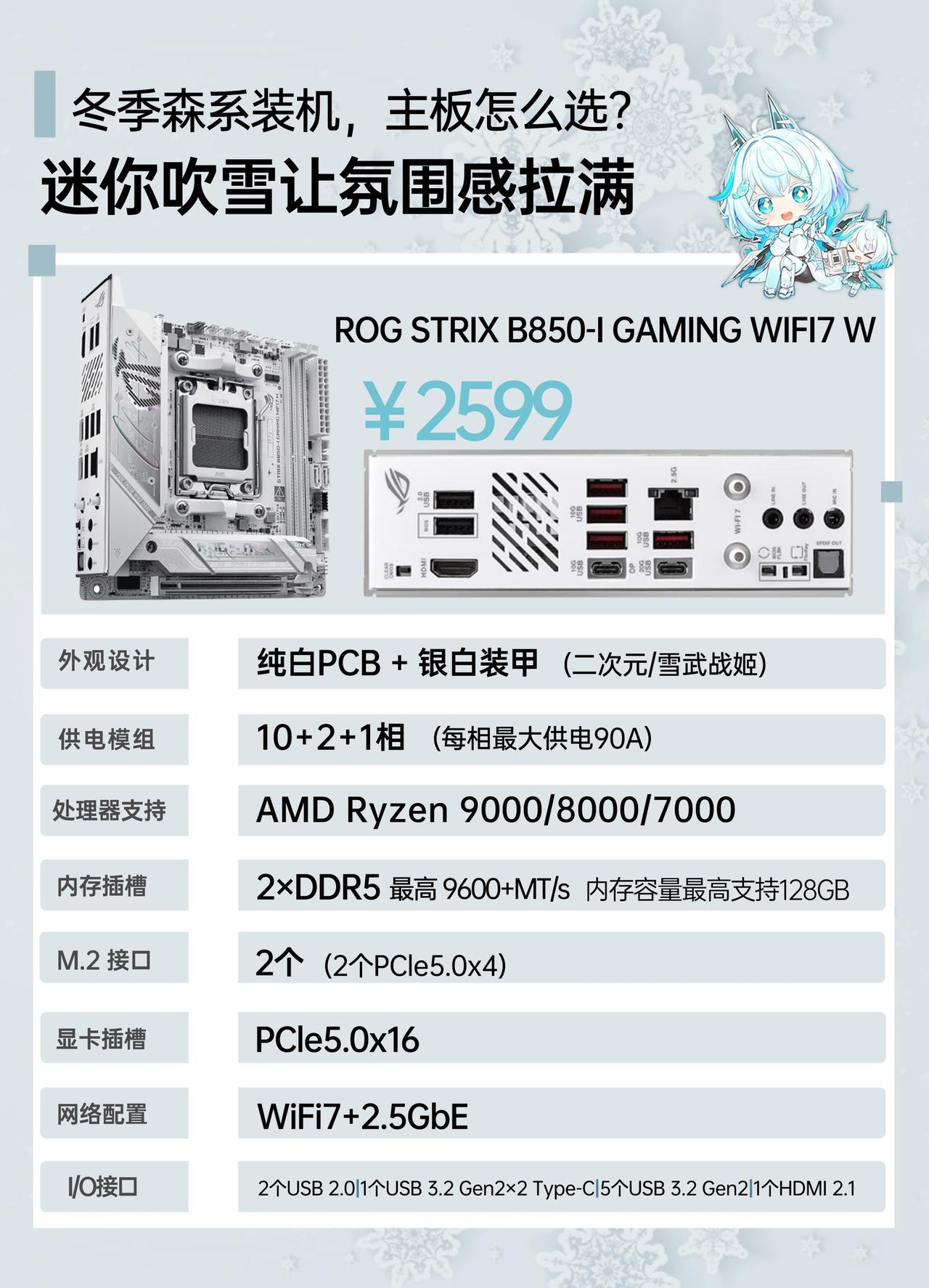 有颜又能打！冬季森系装机试试迷你吹雪
要问现在装电脑什么颜色好看，那非白色莫属。