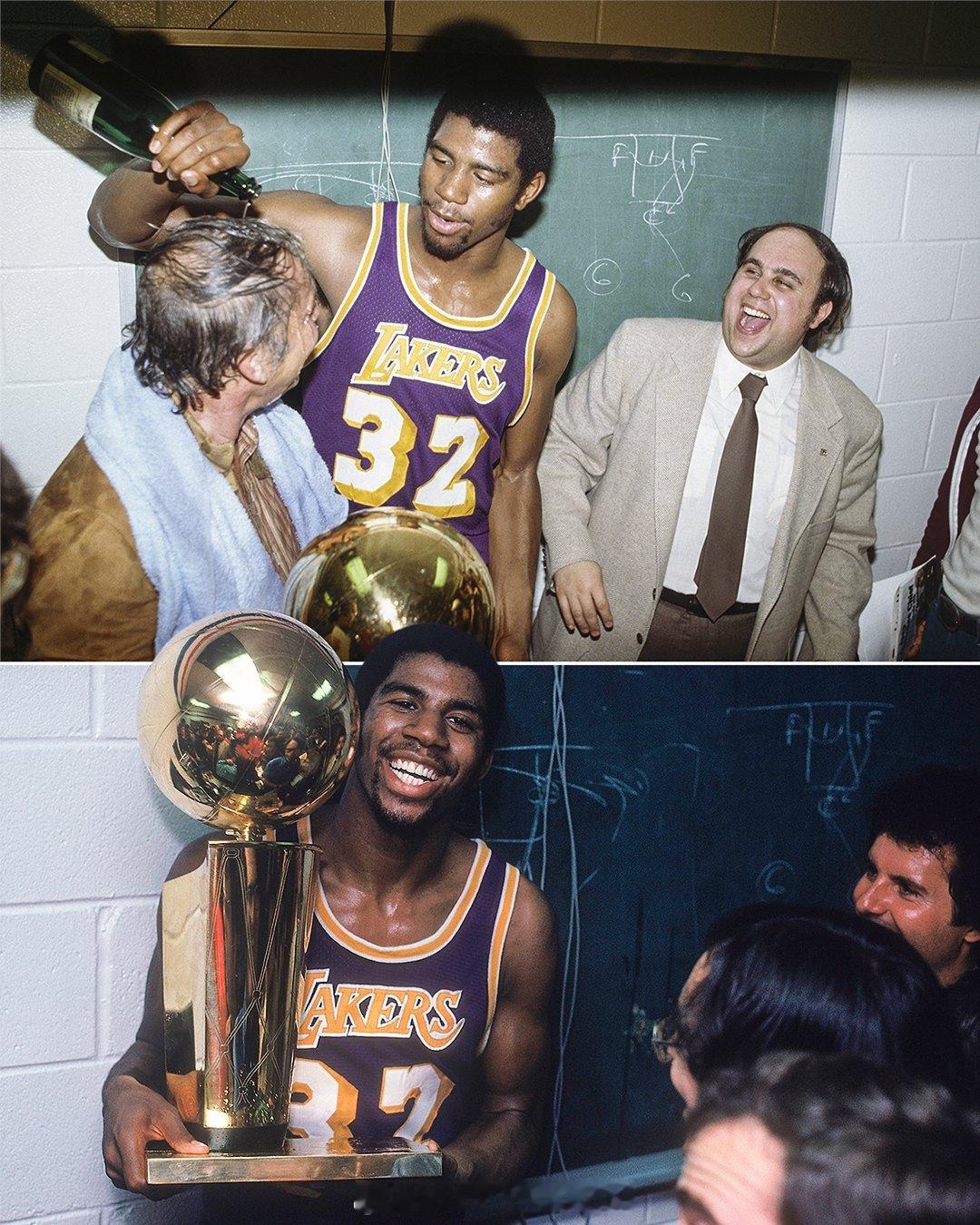 1980年这一天，湖人队在第六场比赛以123-107击败76人队后赢得了NBA总