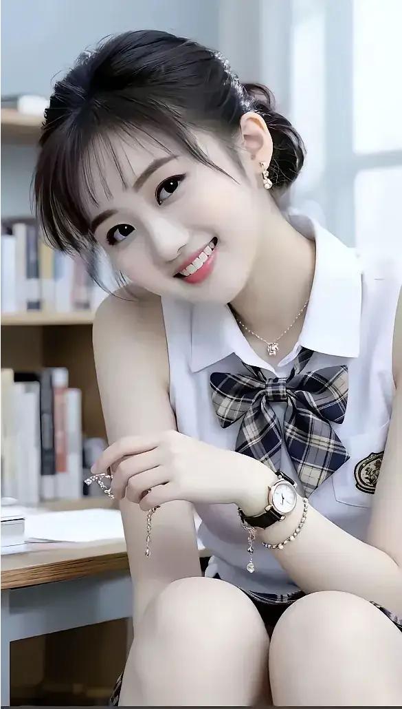 美女：你聪明又可爱，笑的真甜啊！是不是想起和心上人在一起的甜蜜时光，那种相依相偎