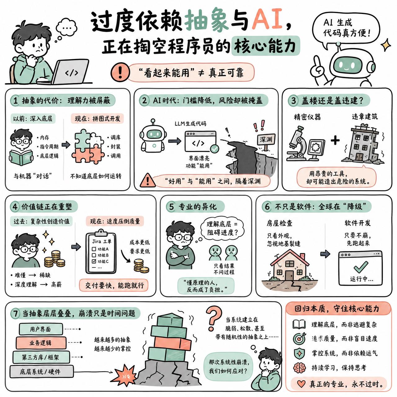 【过度依赖抽象与AI，正在掏空程序员的核心能力】

快速阅读：随着计算抽象层不断