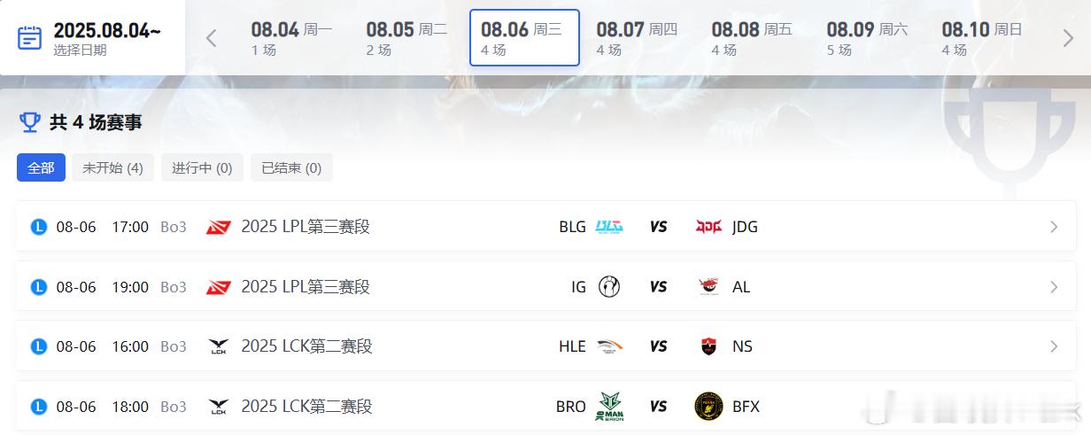 今天四个BO3爽看！特别是LPL的两场，先是JDG打BLG，看看老东能不能打破B